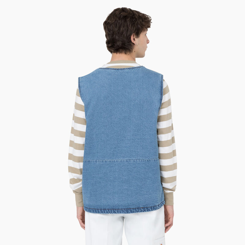 Dickies Denim Zip Front Vest Light Denim ID-JN7GxXPs