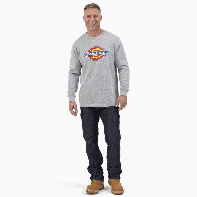 Dickies Tri-Color Logo Graphic Long Sleeve T-Shirt Heather Gray ID-JSocNwt5