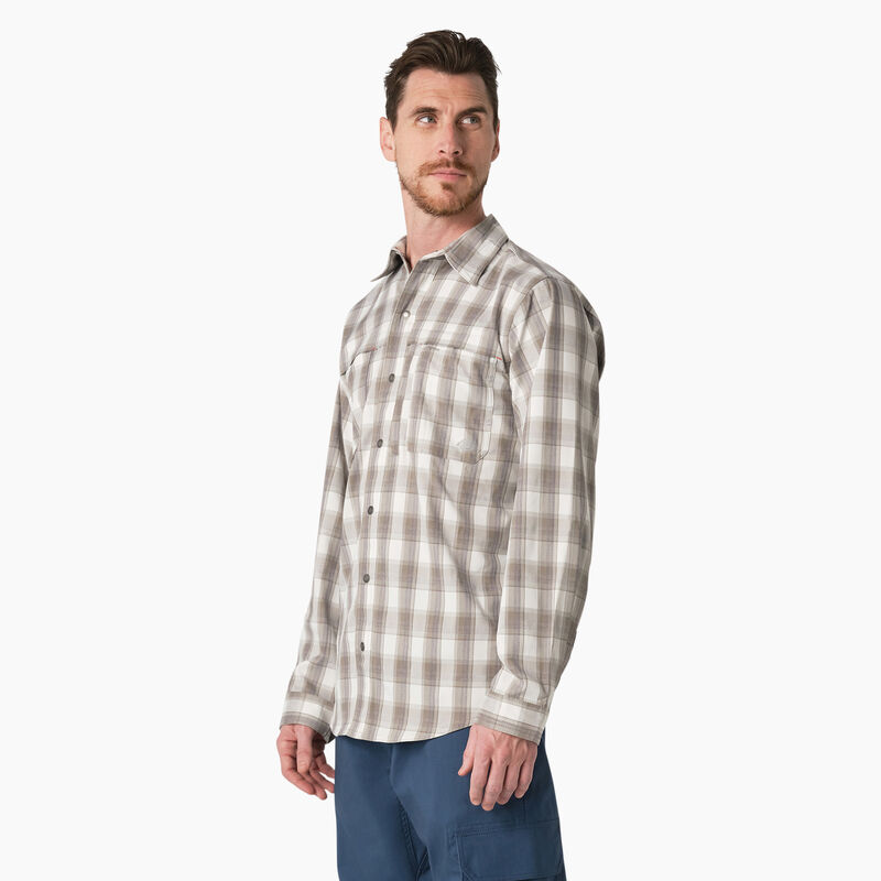 Dickies Cooling Long Sleeve Work Shirt Smoke/Charcoal Plaid ID-JXsYsgXE