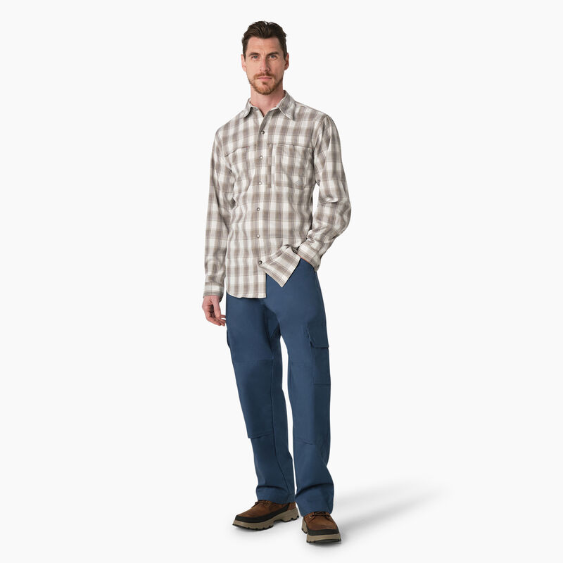 Dickies Cooling Long Sleeve Work Shirt Smoke/Charcoal Plaid ID-JXsYsgXE