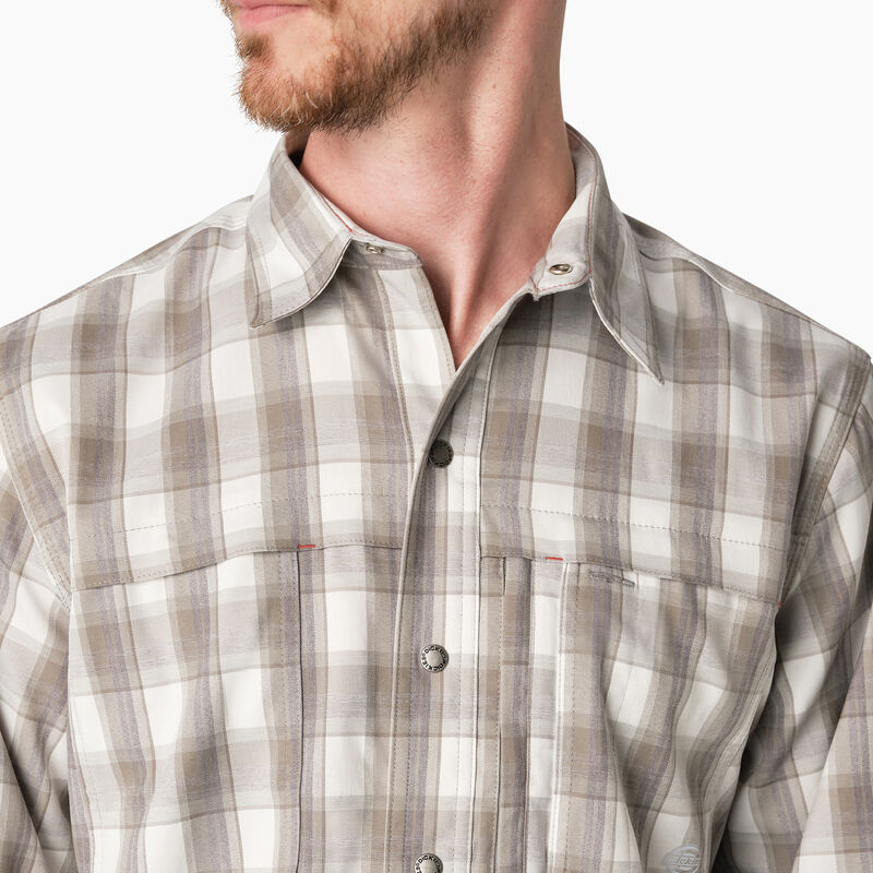 Dickies Cooling Long Sleeve Work Shirt Smoke/Charcoal Plaid ID-JXsYsgXE