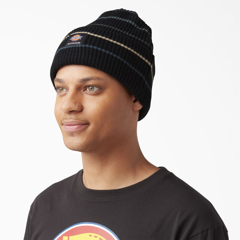 Dickies Skateboarding Cuffed Beanie Black Stripes ID-JyRaKHIN