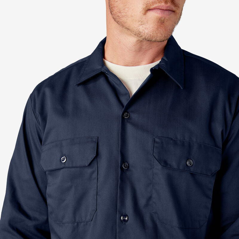 Dickies Long Sleeve Work Shirt Navy Blue ID-KLhZ0sR8