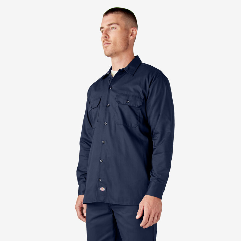 Dickies Long Sleeve Work Shirt Navy Blue ID-KLhZ0sR8