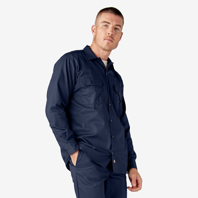 Dickies Long Sleeve Work Shirt Navy Blue ID-KLhZ0sR8