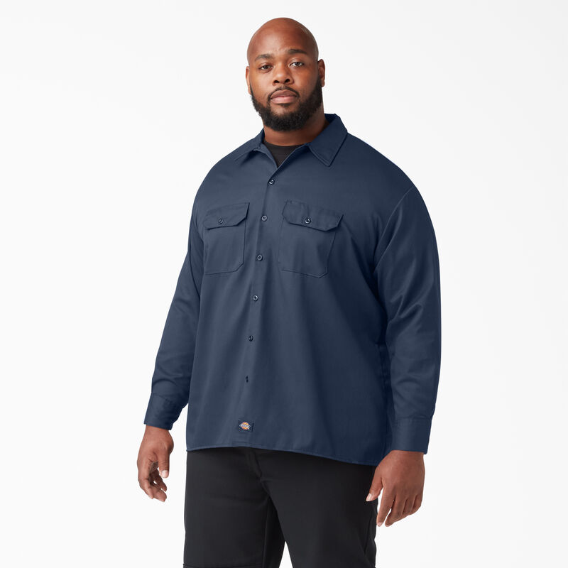 Dickies Long Sleeve Work Shirt Navy Blue ID-KLhZ0sR8