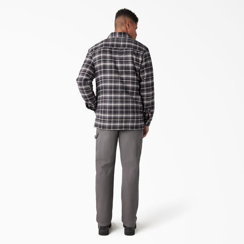 Dickies Water Repellent Fleece-Lined Flannel Shirt Jacket Charcoal/Black Plaid ID-KgQ3dZ8z