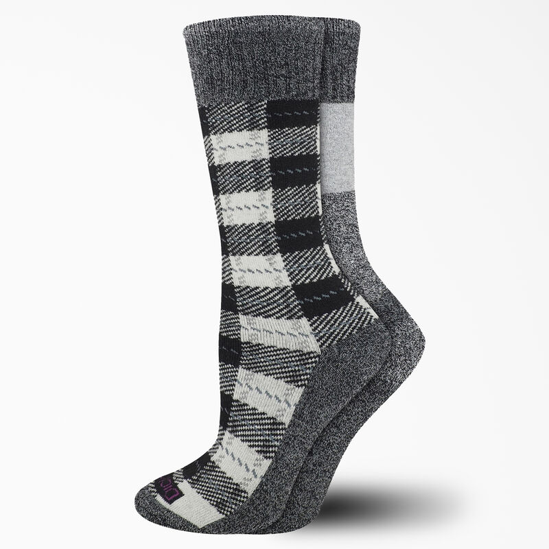 Dickies Thermal Plaid Crew Socks, Size 6-9, 2-Pack White Plaid ID-Kyi18wcx