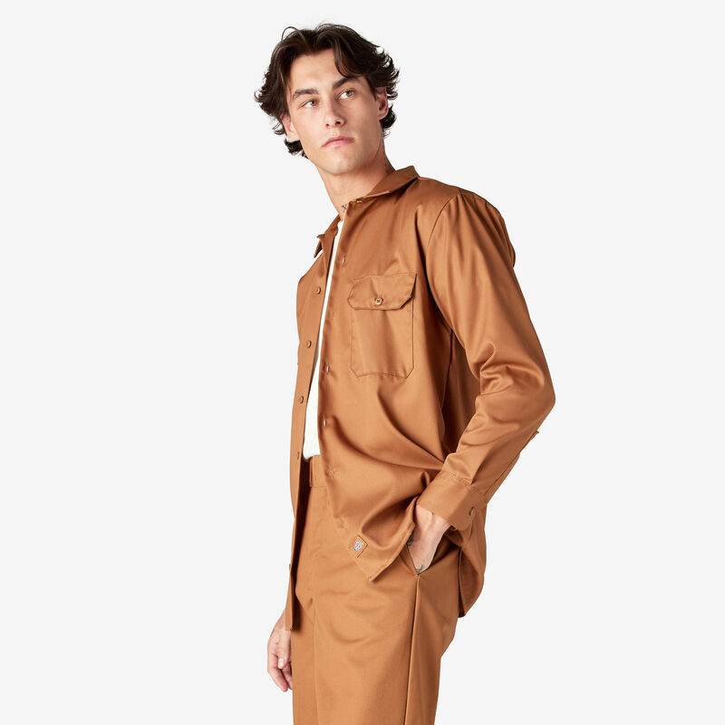 Dickies Long Sleeve Work Shirt Brown Duck ID-LQI4kqZP