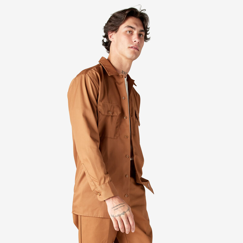 Dickies Long Sleeve Work Shirt Brown Duck ID-LQI4kqZP