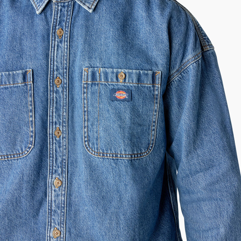 Dickies Houston Denim Shirt Chambray Light Blue ID-LS1So9gX