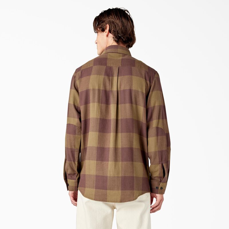 Dickies Long Sleeve Flannel Shirt Dark Olive Buffalo Plaid ID-LfIzlJmN