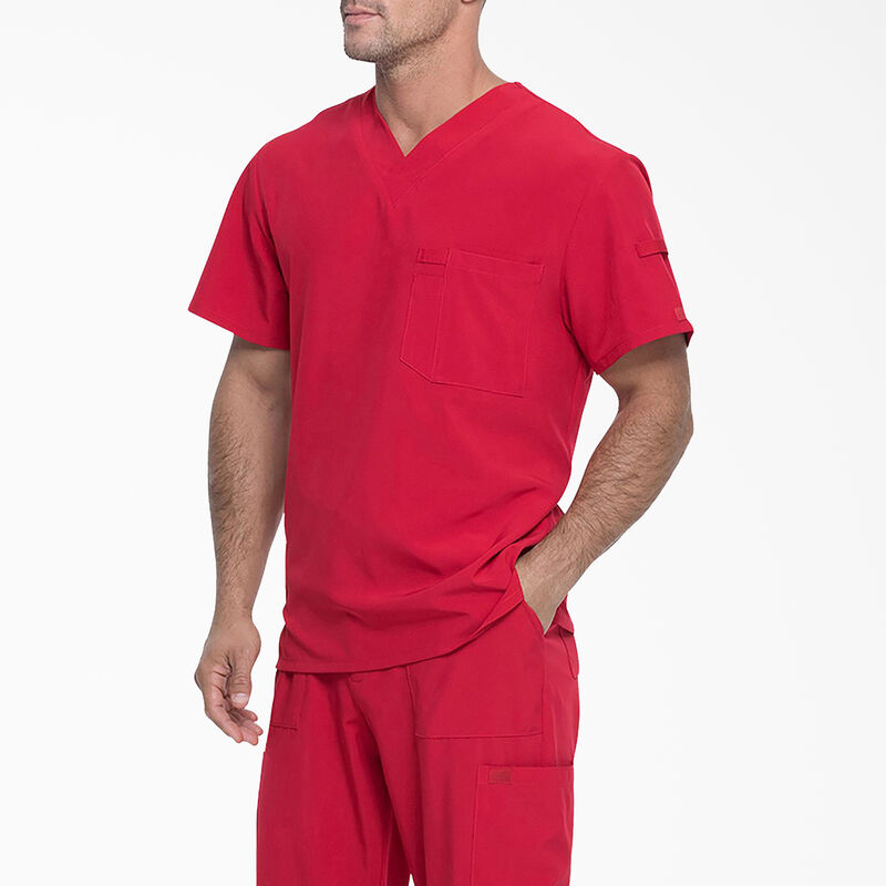 Dickies Men's EDS Essentials V-Neck Scrub Top Red ID-MEJYwN0h
