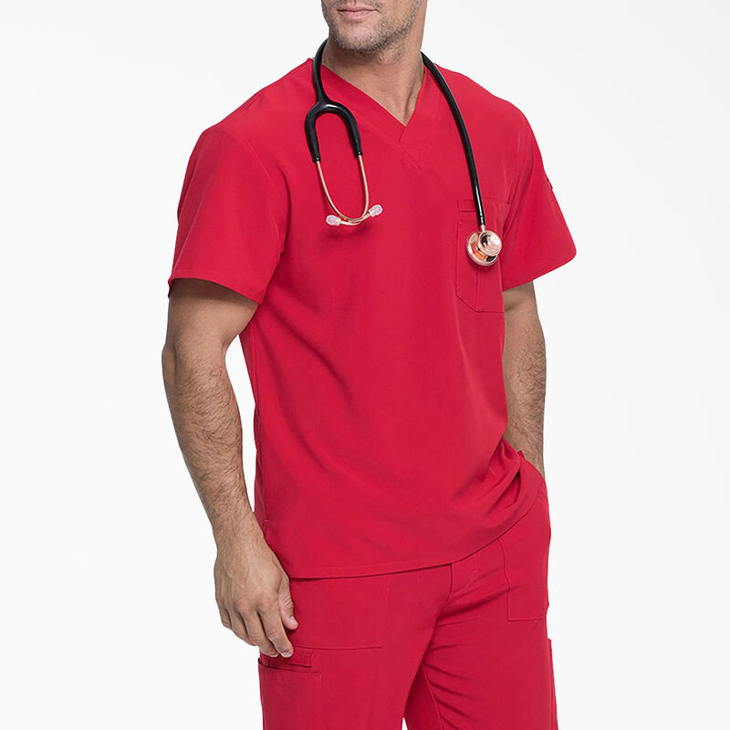 Dickies Men's EDS Essentials V-Neck Scrub Top Red ID-MEJYwN0h