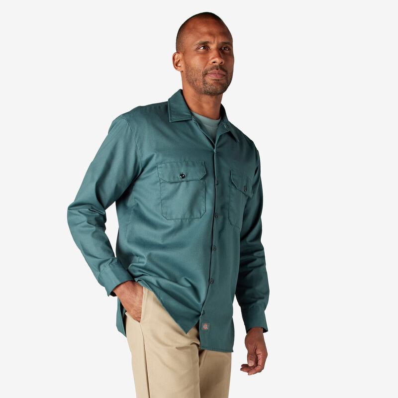 Dickies Long Sleeve Work Shirt Lincoln Green ID-MSOPoV8y