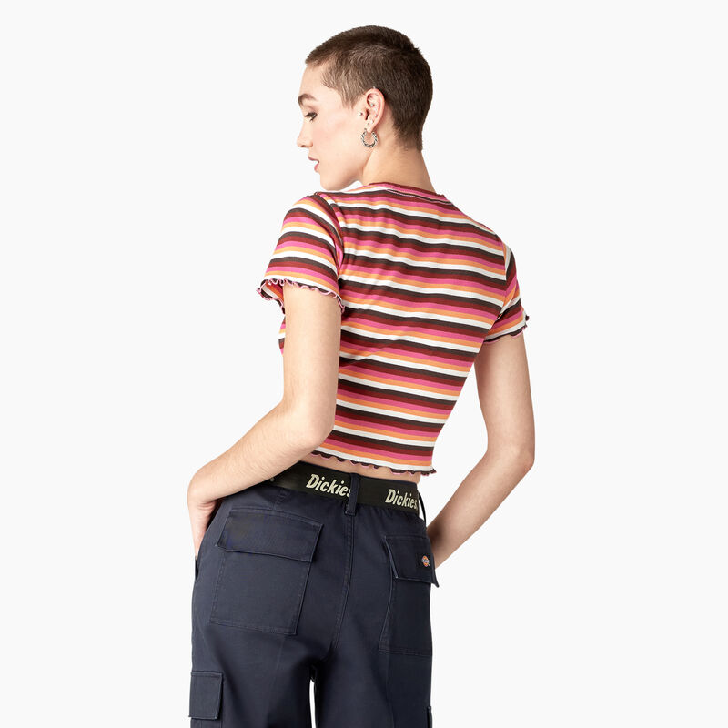 Dickies Striped Cropped Baby T-Shirt Pink/White Explorer Stripe ID-MmLPD7ZT