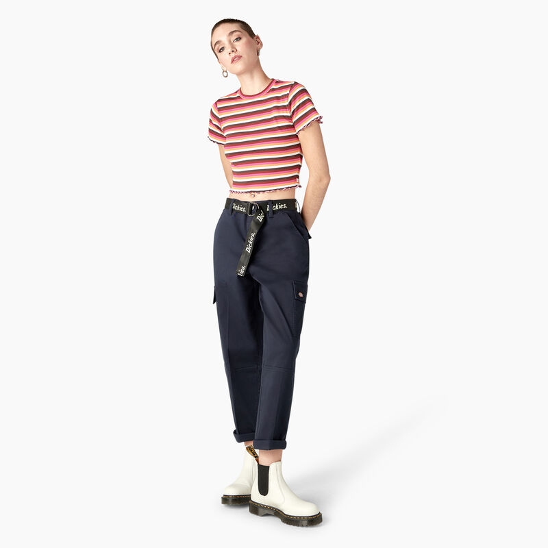 Dickies Striped Cropped Baby T-Shirt Pink/White Explorer Stripe ID-MmLPD7ZT