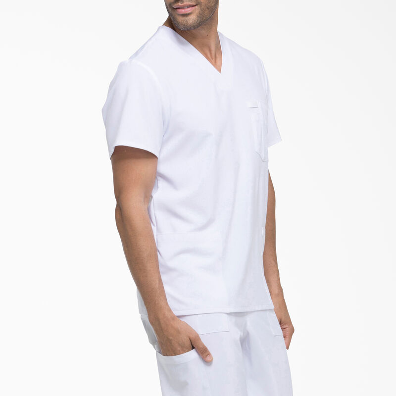 Dickies Men's EDS Essentials V-Neck Scrub Top with Patch Pockets White ID-MoyHwGxC