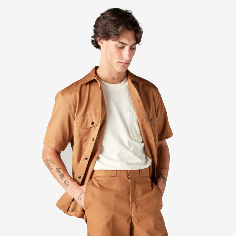 Dickies Short Sleeve Work Shirt Brown Duck ID-MswdJMVG