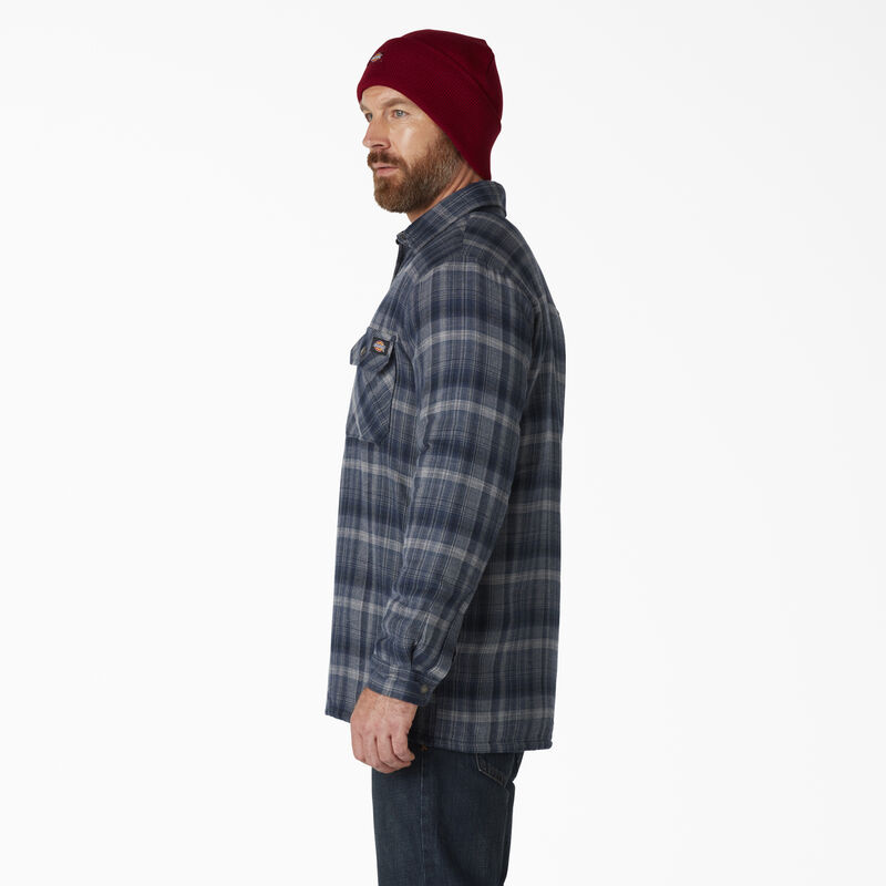 Dickies Water Repellent Fleece-Lined Flannel Shirt Jacket Dark Navy Dark Denim Plaid ID-N6AgV8Kf