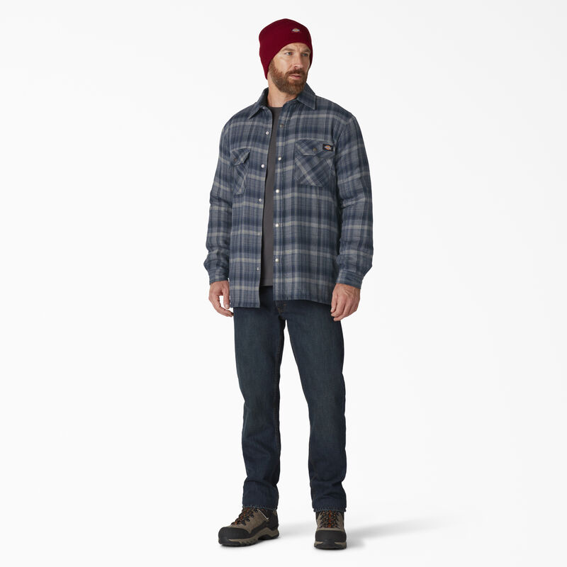 Dickies Water Repellent Fleece-Lined Flannel Shirt Jacket Dark Navy Dark Denim Plaid ID-N6AgV8Kf