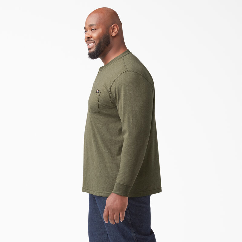 Dickies Heavyweight Heathered Long Sleeve Henley T-Shirt Military Green Heather ID-N7dvHDb2