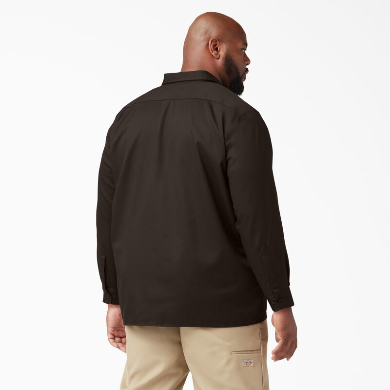 Dickies Long Sleeve Work Shirt Dark Brown ID-NorRu7wp