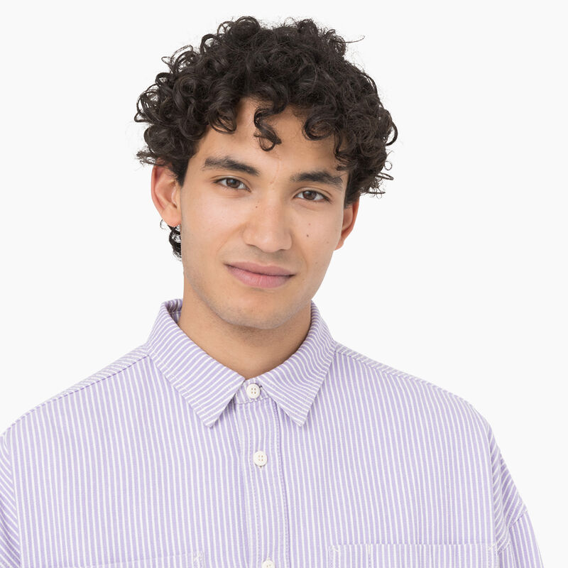 Dickies Hickory Stripe Long Sleeve Work Shirt Ecru/Lilac ID-NyLIsmAt
