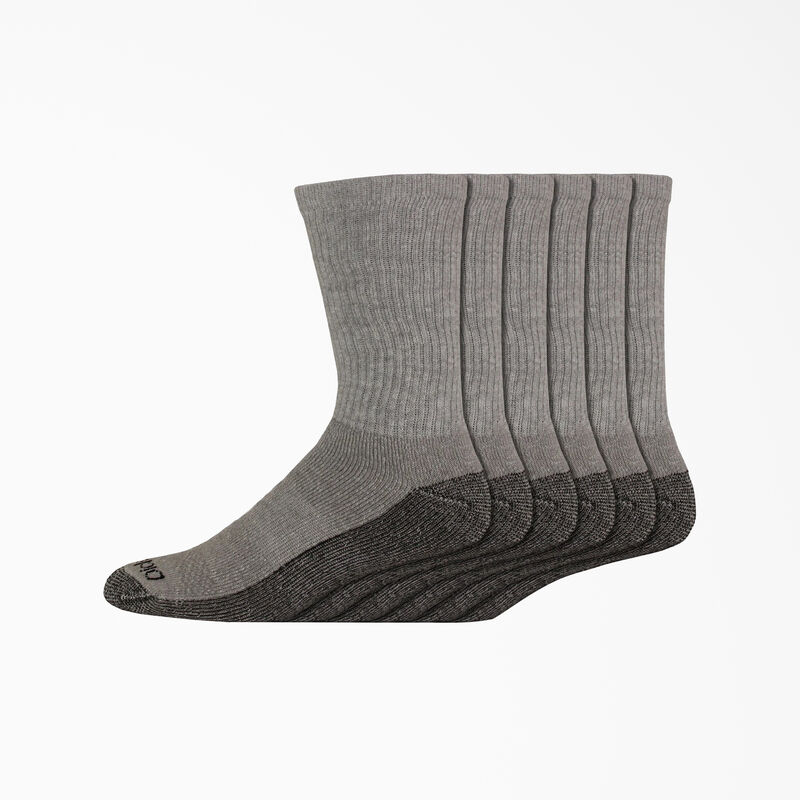 Dickies Moisture Control Crew Work Socks, Size 6-12, 6-Pack Gray ID-O67UGl20