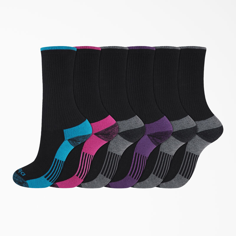 Dickies Moisture Control Crew Socks, Size 6-9, 6-Pack Black Assorted ID-OKvrodAC