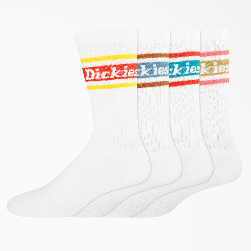 Dickies Rugby Stripe Socks, Size 6-12, 4-Pack White/Spring Stripe ID-OZMqP8Hm