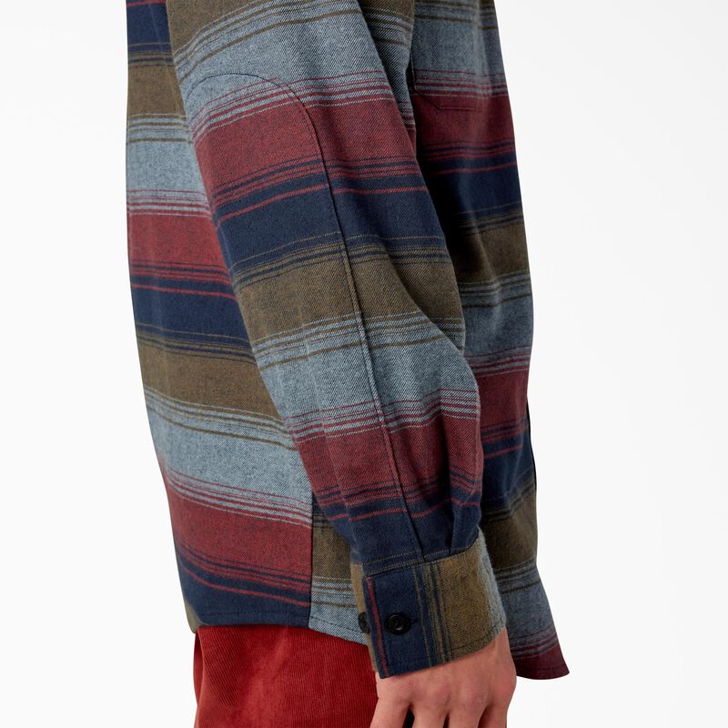 Dickies Long Sleeve Flannel Shirt Brick/Olive Blanket Stripe ID-P8RAgL3b