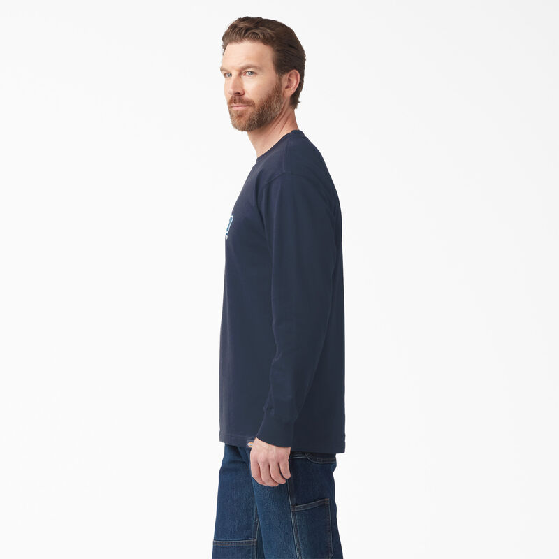 Dickies Tri-Color Logo Graphic Long Sleeve T-Shirt Dark Navy ID-PKXk2duK
