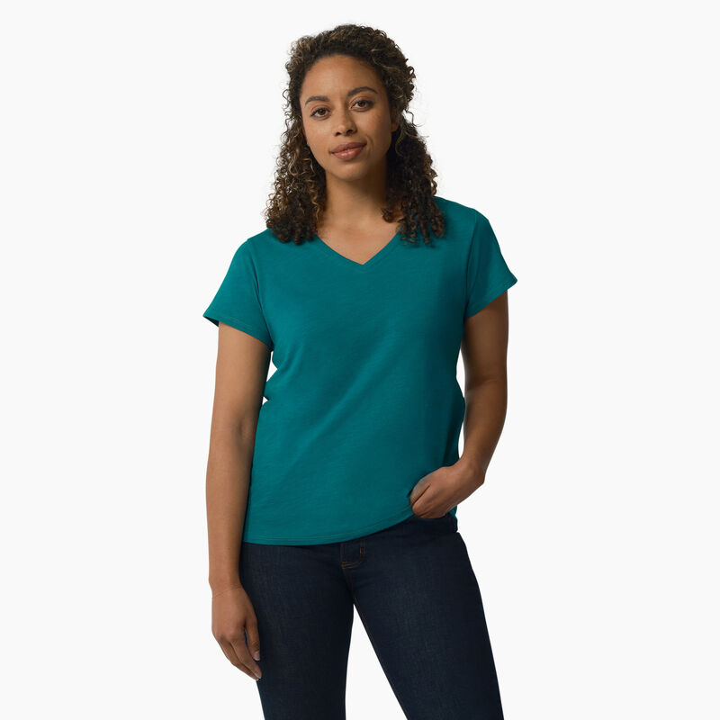 Dickies Short Sleeve V-Neck T-Shirt Deep Lake ID-PU8gzJRO