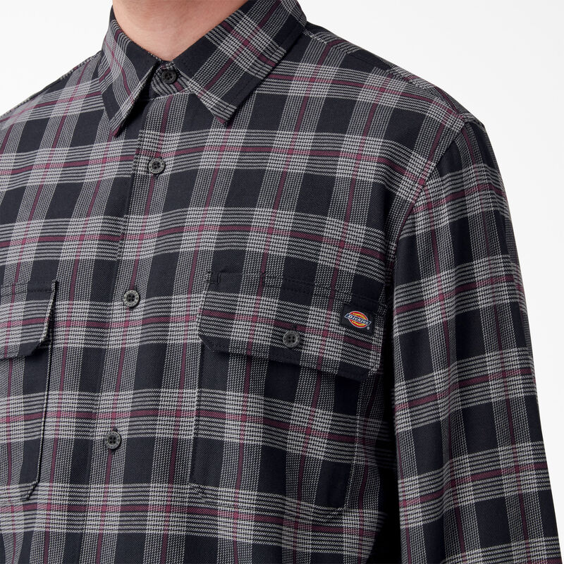 Dickies Long Sleeve Flannel Shirt Wine/Black Plaid ID-PauptrMw