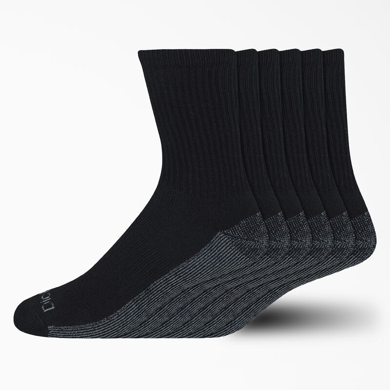 Dickies Moisture Control Mid-Crew Socks, Size 6-12, 6-Pack Black ID-PfCFY6J3