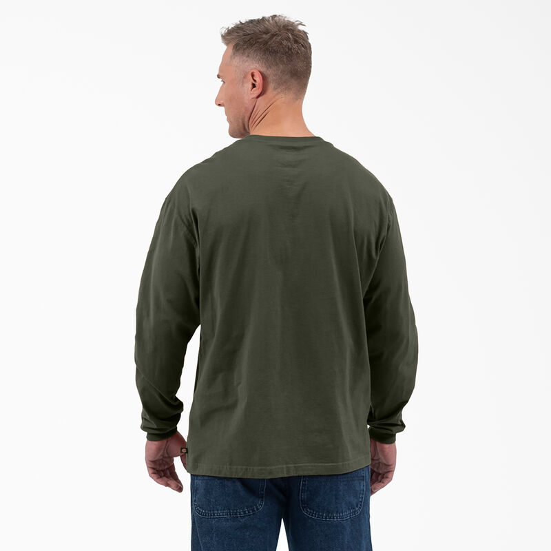 Dickies Long Sleeve Henley T-Shirt Olive Green ID-RQXQLEPr