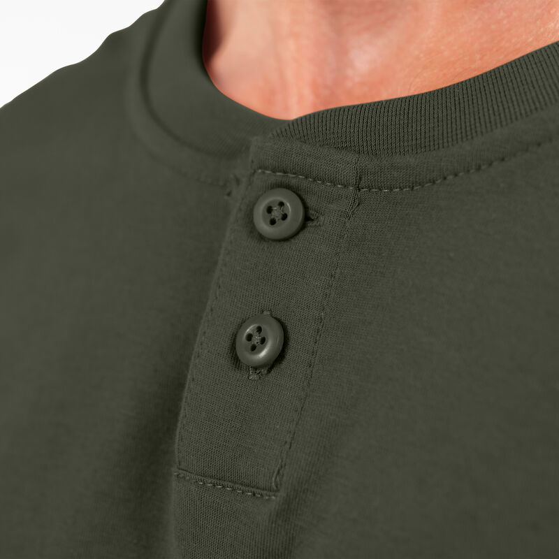Dickies Long Sleeve Henley T-Shirt Olive Green ID-RQXQLEPr