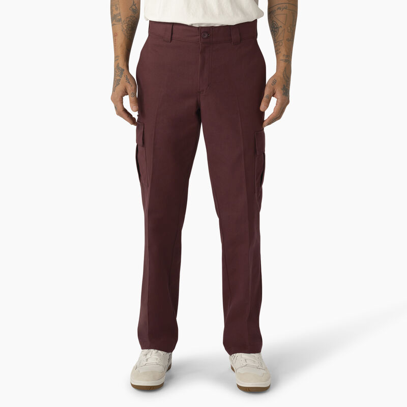 Dickies Regular Fit Cargo Pants Wine w/ Contrast Stitching ID-RoqvGIlj