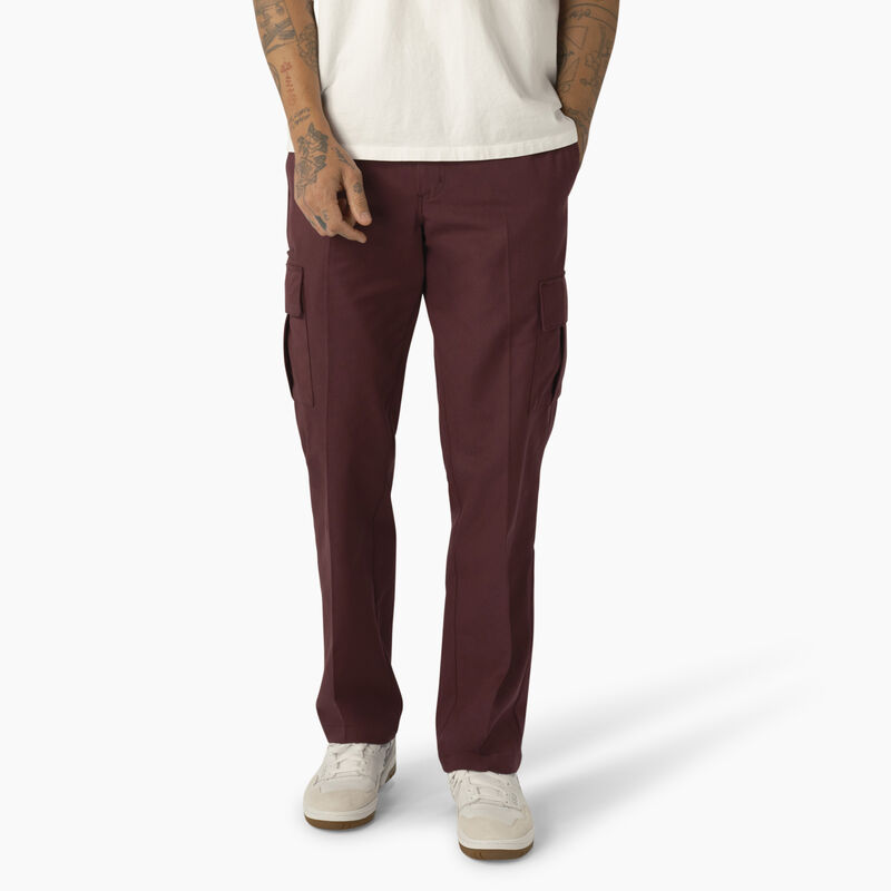 Dickies Regular Fit Cargo Pants Wine w/ Contrast Stitching ID-RoqvGIlj