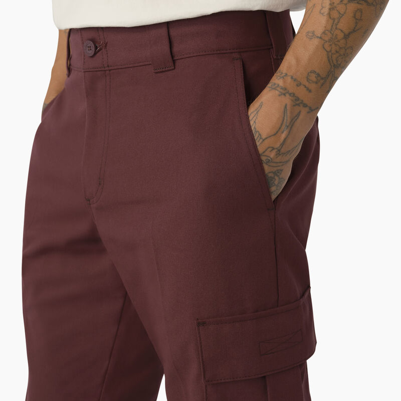 Dickies Regular Fit Cargo Pants Wine w/ Contrast Stitching ID-RoqvGIlj