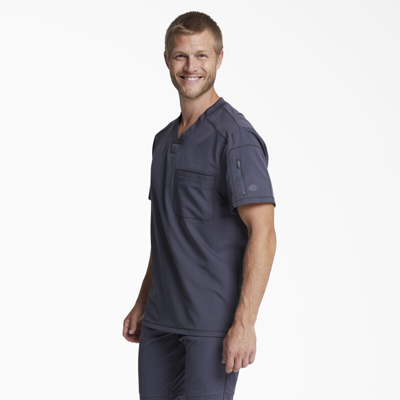 Dickies Men's Dynamix V-Neck Scrub Top with Zip Pocket Pewter Gray ID-RtuBT0RE