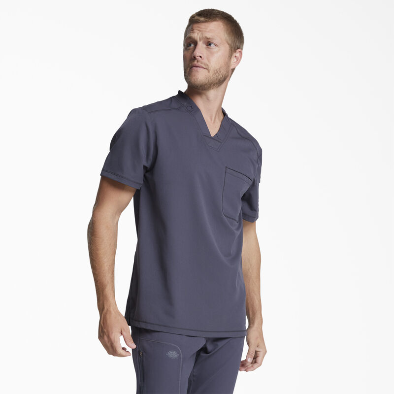 Dickies Men's Dynamix V-Neck Scrub Top with Zip Pocket Pewter Gray ID-RtuBT0RE