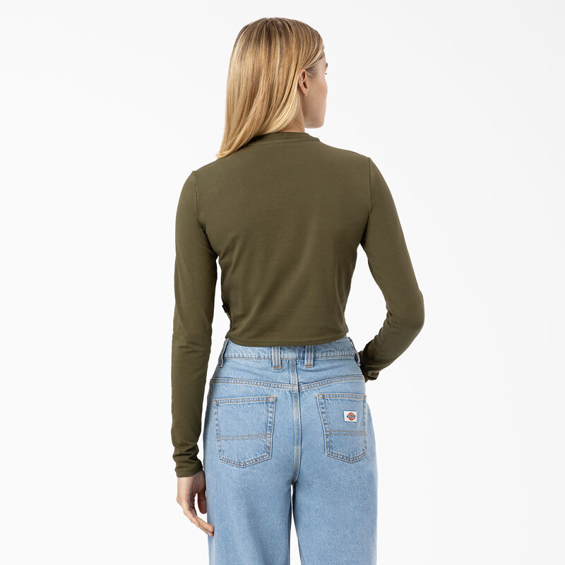 Dickies Maple Valley Logo Long Sleeve Cropped T-Shirt Military Green ID-RvxmFDWM