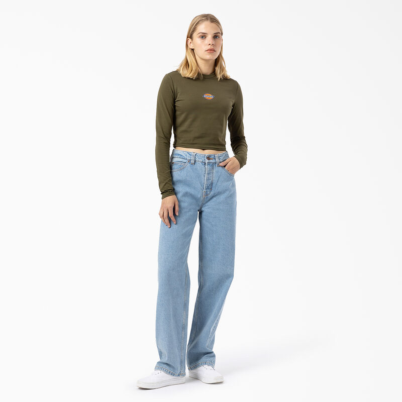 Dickies Maple Valley Logo Long Sleeve Cropped T-Shirt Military Green ID-RvxmFDWM