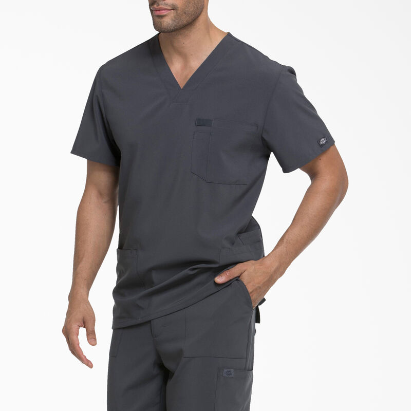Dickies Men's EDS Essentials V-Neck Scrub Top with Patch Pockets Pewter Gray ID-SLsMfe1Q