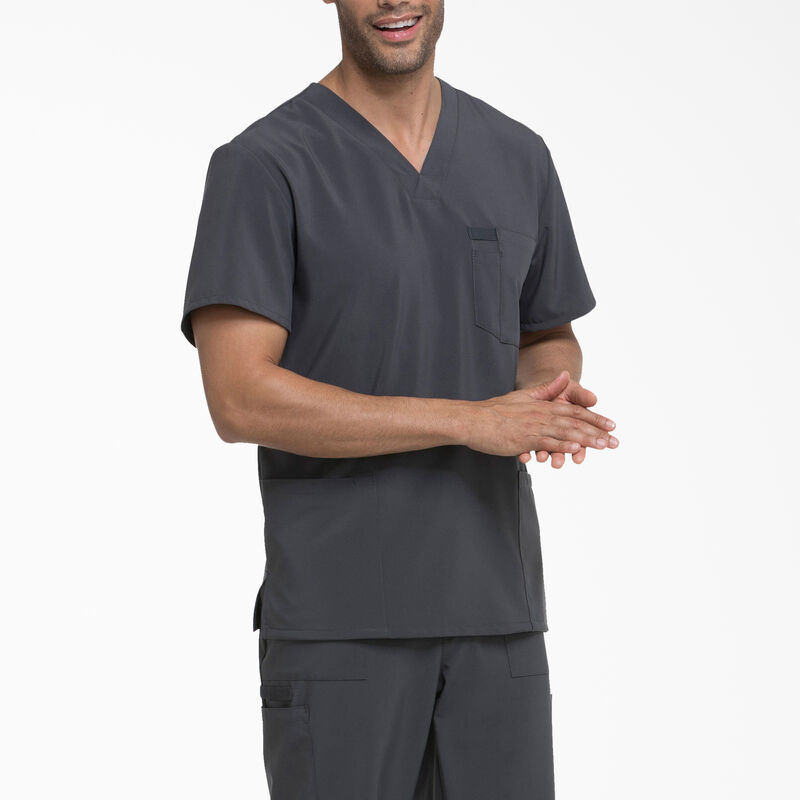 Dickies Men's EDS Essentials V-Neck Scrub Top with Patch Pockets Pewter Gray ID-SLsMfe1Q