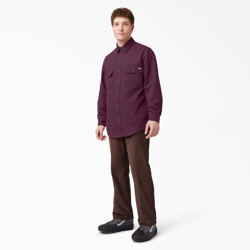 Dickies Long Sleeve Flannel-Lined Duck Shirt Grape Wine ID-SRpEsGV1