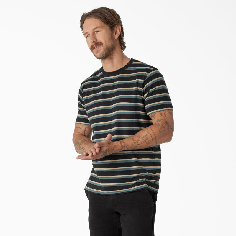 Dickies Skateboarding Striped T-Shirt Black/Lincoln Green Stripe ID-SWYtmGk6