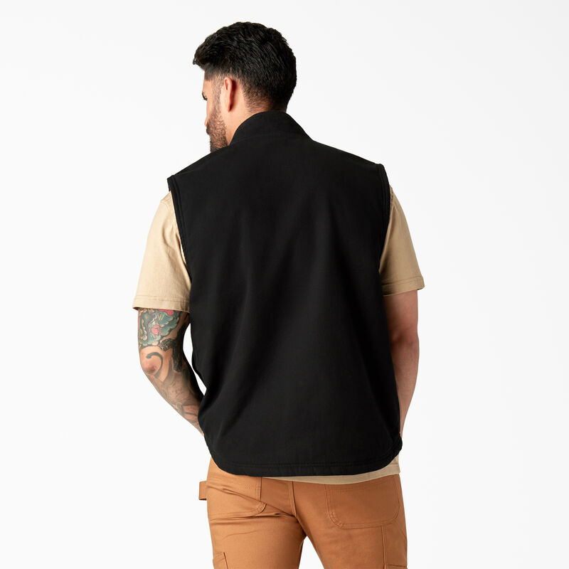 Dickies Duck Canvas High Pile Fleece Lined Vest Rinsed Black ID-SnliBHob